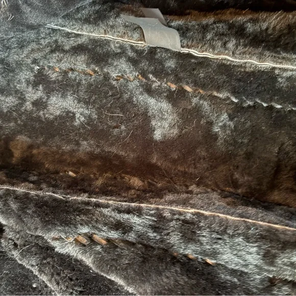 Luxurious Fur Trimmed Leather Coat w/shearling lining and hand whipstitch detail - Picture 8 of 8